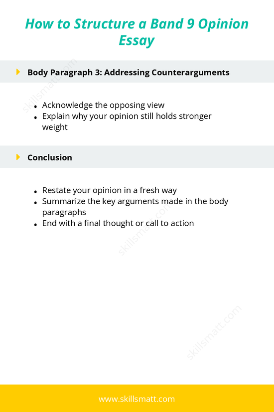 Follow this outline to structure your Band 9 opinion essay with a clear argument, supporting evidence, and a strong conclusion._Image 2