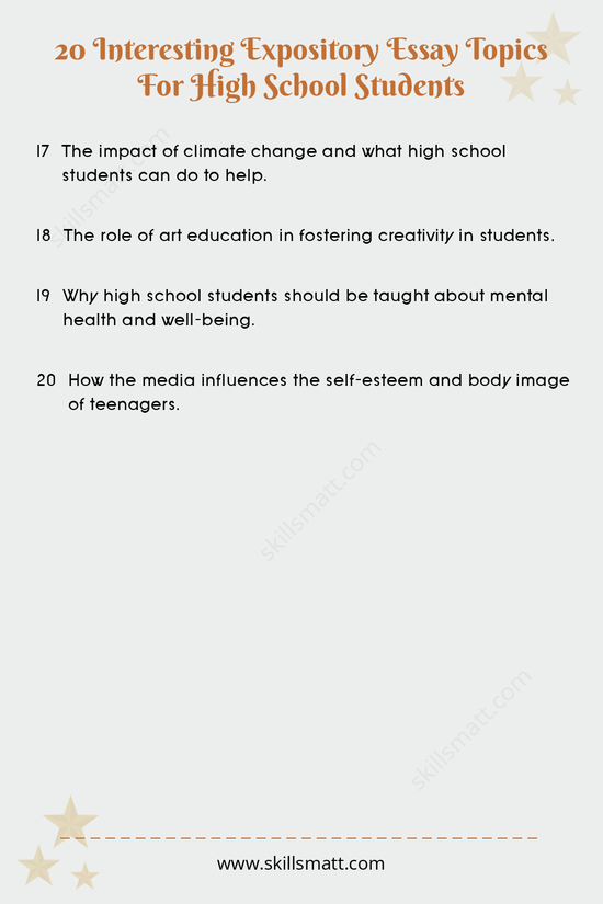 Explore these 20 expository essay topics designed to inspire thoughtful and well-researched essays for high school students._Image 3