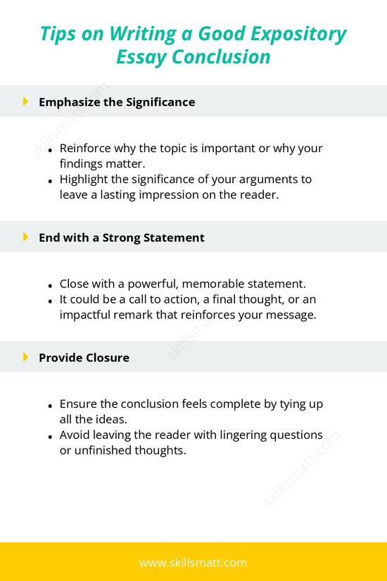 Follow these tips to write a clear, concise, and impactful conclusion for your expository essay._Image 2