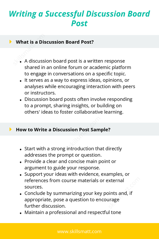 Learn how to write a successful discussion board post with this guide covering definitions, sample writing tips, post length, APA, MLA format._Image 1