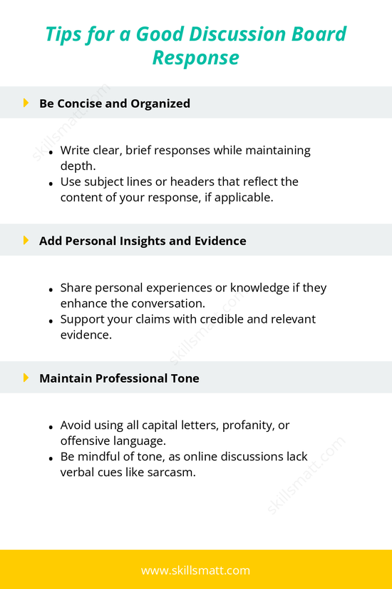 Discover essential tips for crafting effective discussion board responses that add value, foster dialogue, and encourage engagement._Image 2