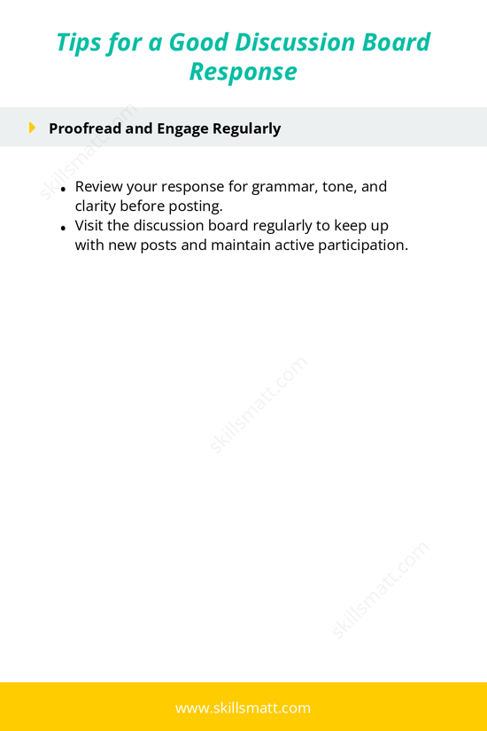 Discover essential tips for crafting effective discussion board responses that add value, foster dialogue, and encourage engagement._Image 3