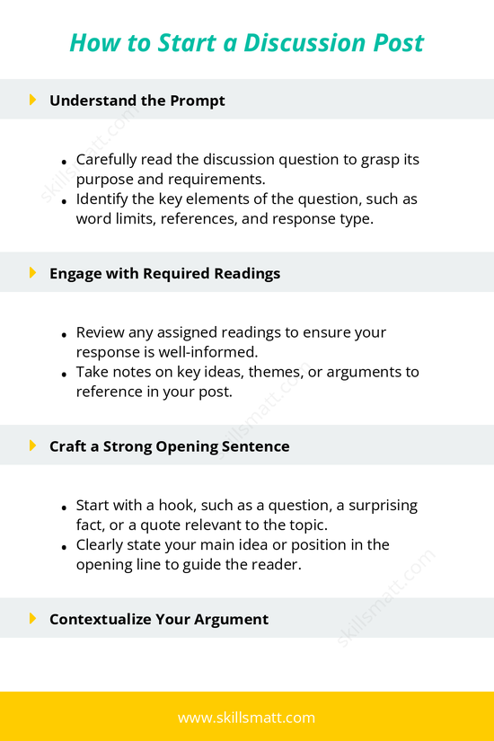 Learn how to start a discussion post effectively with these tips, from crafting a hook to setting the stage for meaningful dialogue._Image 1