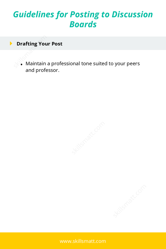 Learn how to effectively post and respond on discussion boards with these comprehensive guidelines for preparation, drafting, and engagement._Image 2