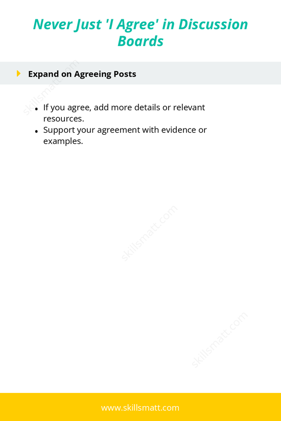 Tips on how to contribute meaningfully and respectfully to online discussionsâ€”never settle for just 'I agree.'_Image 2