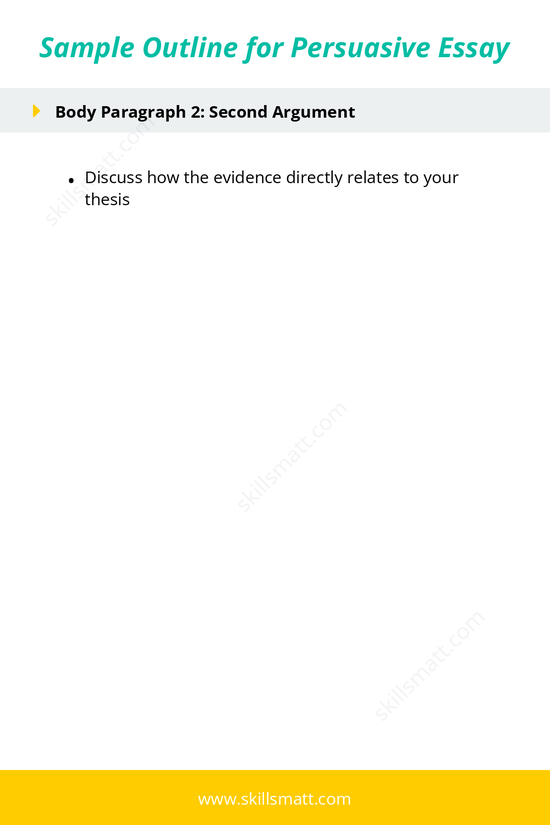 A clear and structured sample outline for a persuasive essay to guide you through organizing strong arguments and evidence._Image 2