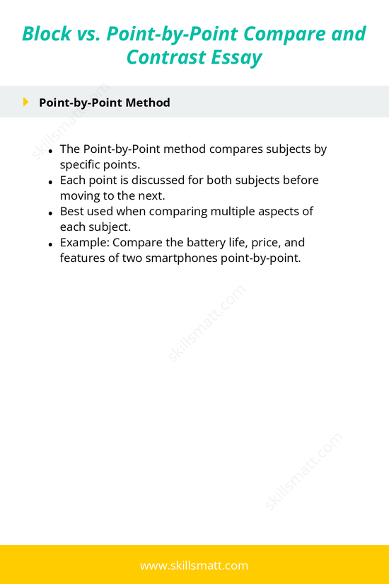 Learn the differences between the Block and Point-by-Point methods in compare and contrast essays and when to use each._Image 2