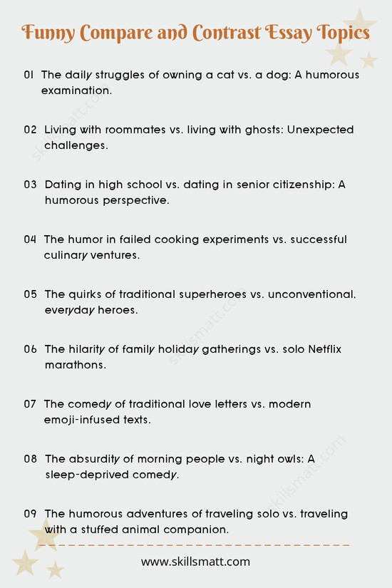 Explore hilarious and quirky compare and contrast essay topics to add some humor to your writing!_Image 1