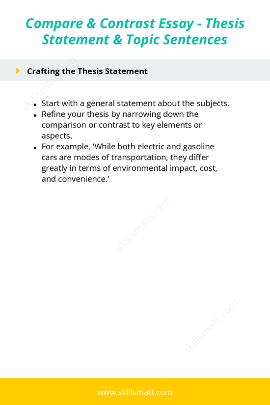 Learn how to craft a strong thesis statement and clear topic sentences for your compare and contrast essay._Image 2