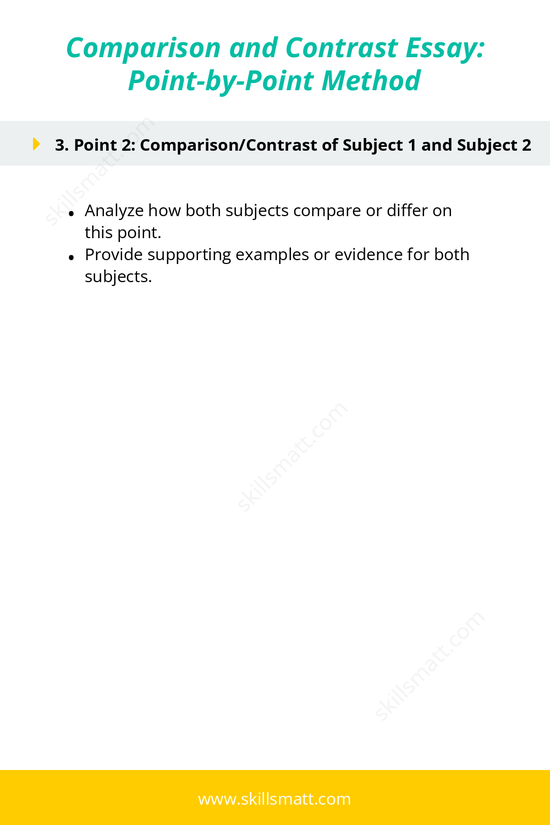 Learn how to structure your comparison and contrast essay using the Point-by-Point Method to analyze each point individually and draw clear comparisons and contrasts._Image 2