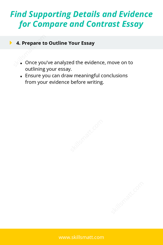 Learn how to find and analyze evidence for your compare and contrast essay to strengthen your argument and conclusions._Image 2