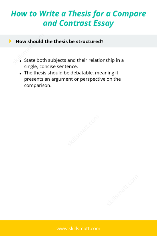 Learn how to write a thesis for a compare and contrast essay by focusing on clarity, structure, and purpose._Image 2