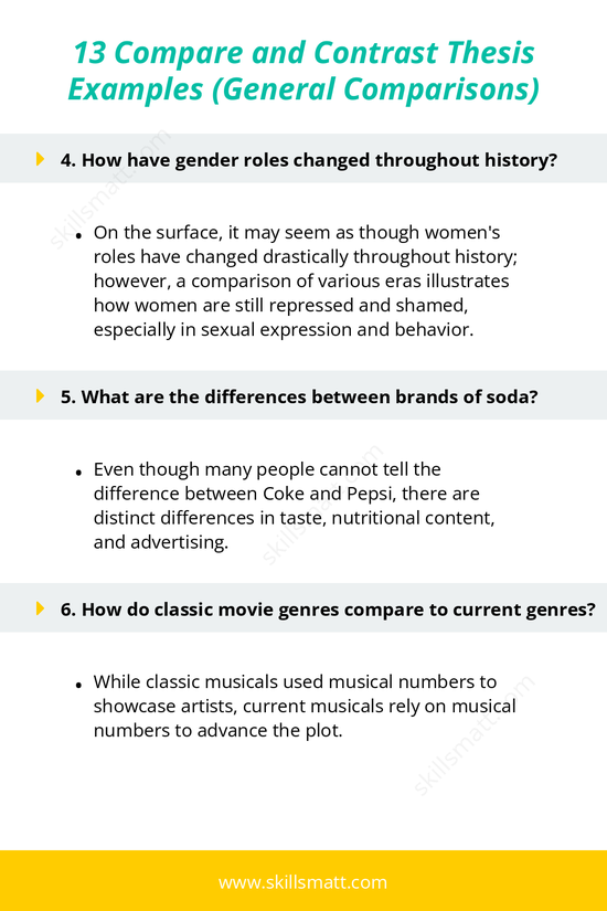 Explore 13 example thesis statements for comparing and contrasting general and literary topics._Image 2