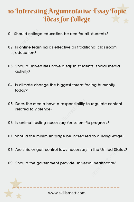 A collection of thought-provoking argumentative essay topics for college students to explore in their next paper._Image 1