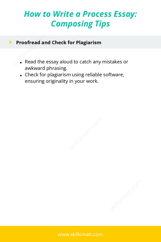 Tips for writing a process essay, focusing on topic selection, organization, and clear explanation of steps._Image 4