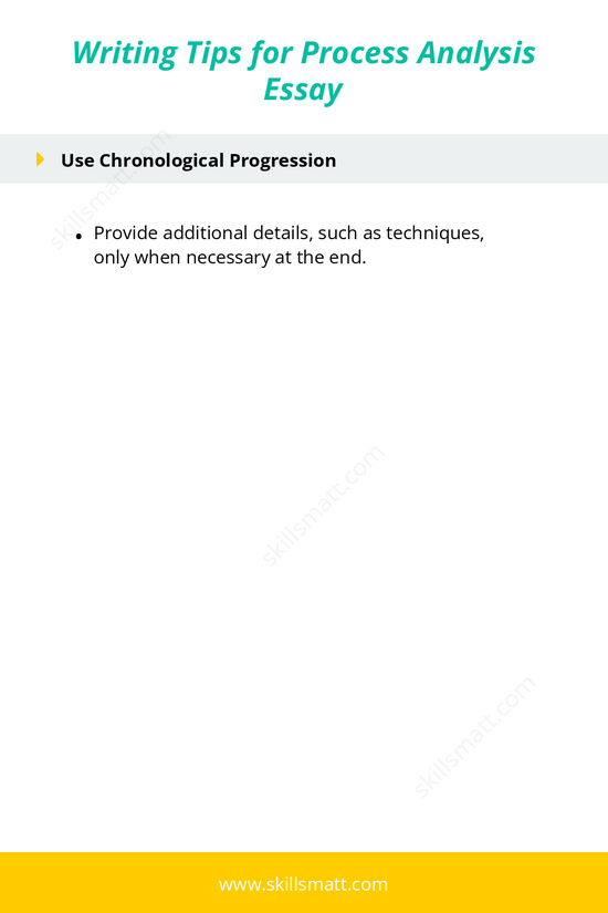 Writing tips for a process analysis essay, focusing on language, direction, and chronological order._Image 2