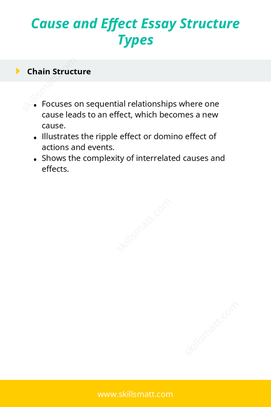 Explore the two primary structures for cause and effect essaysâ€”block and chainâ€”with their applications and benefits._Image 2