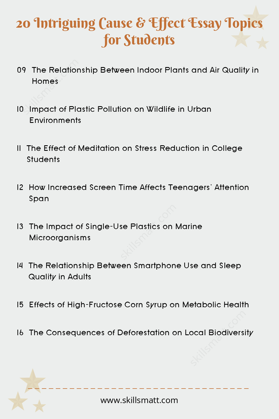 A curated list of 20 interesting cause-and-effect essay topics that explore compelling relationships and their outcomes._Image 2