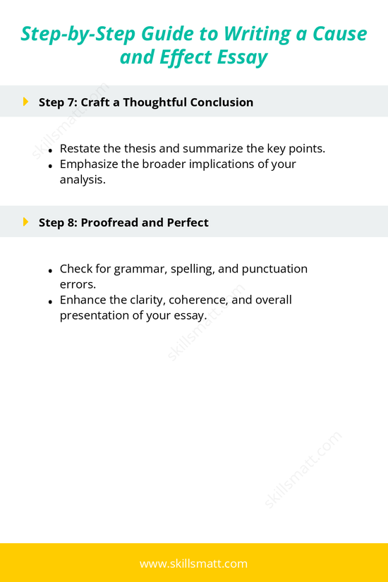 A comprehensive outline for writing a cause and effect essay, covering every step from topic selection to proofreading._Image 3
