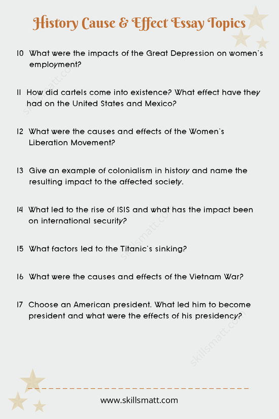 A list of historical cause and effect essay topics that delve into key events, movements, and their far-reaching impacts on society._Image 2