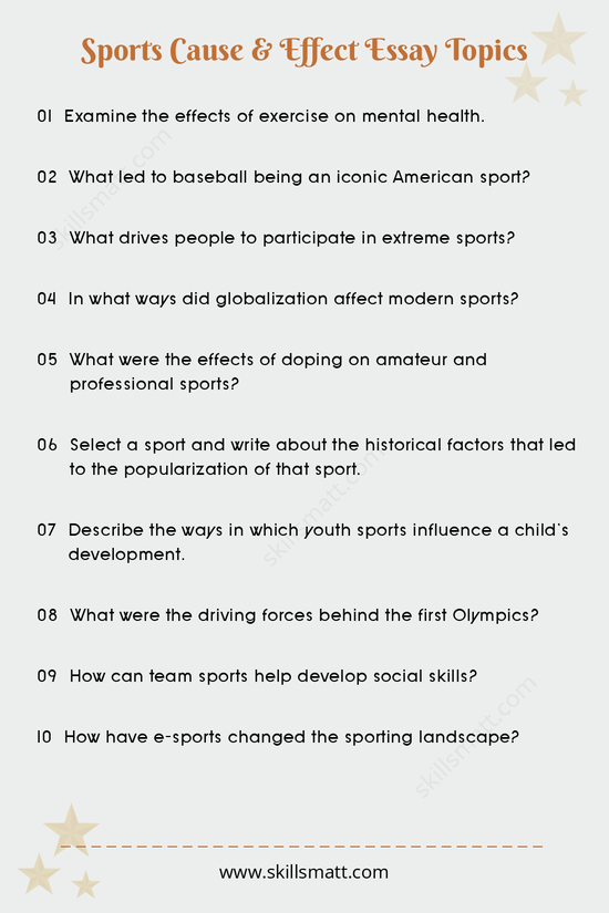 A list of sports-related cause and effect essay topics exploring the impact of sports on health, culture, and society._Image 1