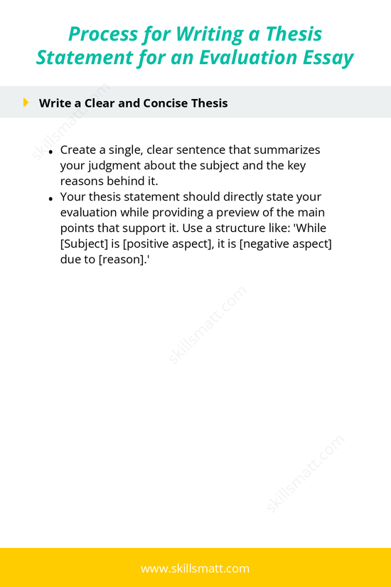 A step-by-step guide to writing a thesis statement for an evaluation essay, including tips, structure, and examples._Image 2