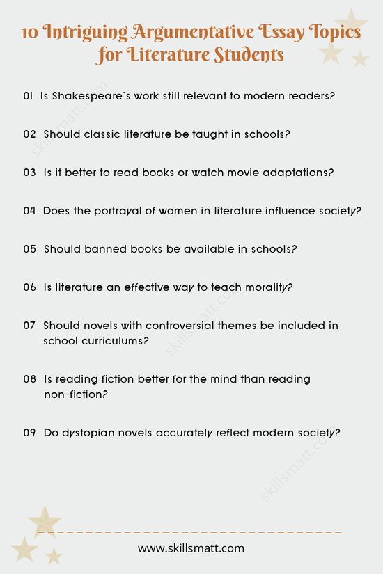 Literature students can explore these intriguing argumentative essay topics to delve deeper into literary analysis and discussion._Image 1