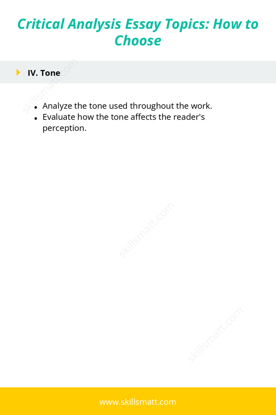A guide to selecting critical analysis essay topics by considering themes, tone, structure, and more._Image 2