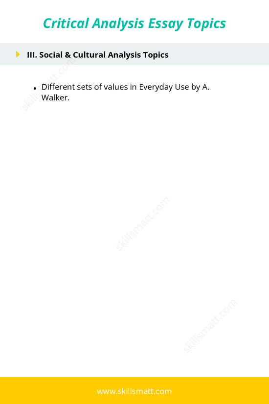 A variety of critical analysis essay topics ranging from literature to business, film, and social issues._Image 2