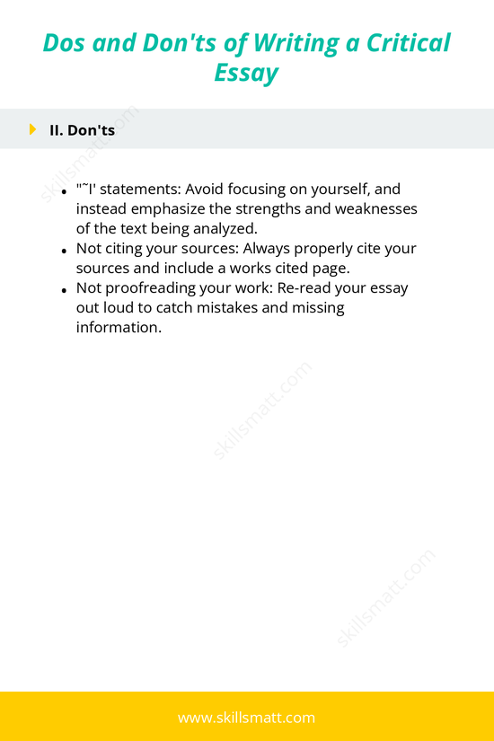 An outline of dos and donâ€™ts for writing a successful critical essay._Image 2