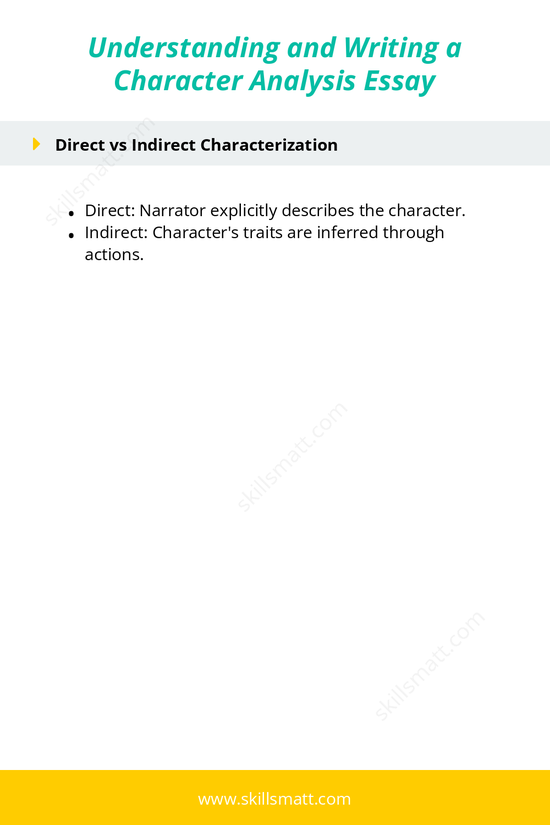 Brief guide on writing a character analysis essay with direct and indirect characterization examples._Image 2