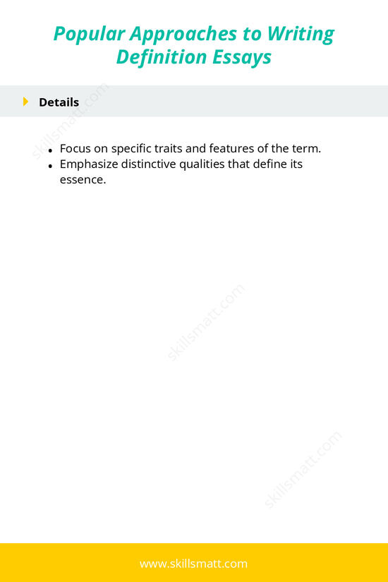 Explore popular approaches to crafting definition essays, including analysis, classification, comparison, and more._Image 2