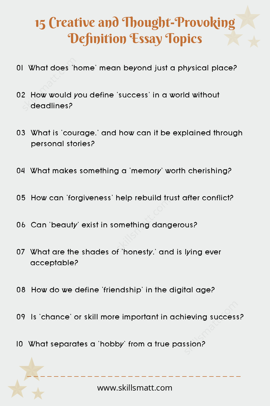 Dive into a selection of creative and intriguing definition essay topics to inspire exploration of abstract concepts and personal insights._Image 1