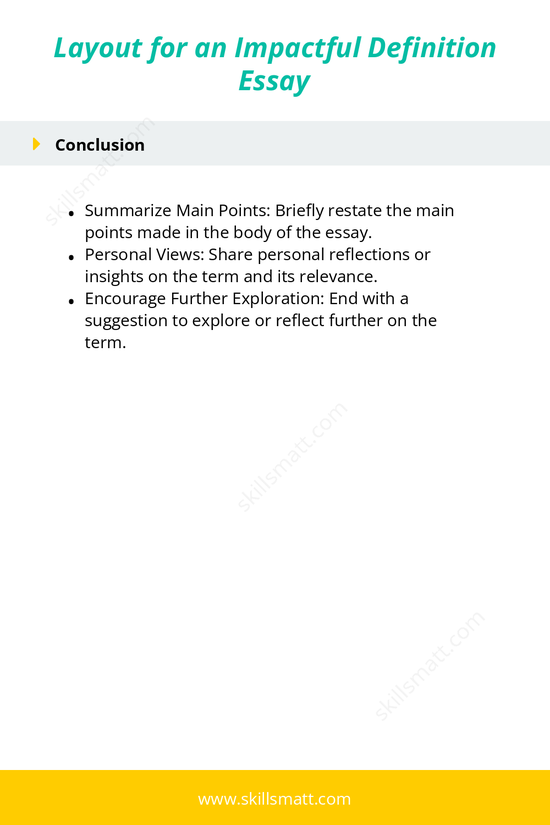 Follow this outline to create an impactful and structured definition essay, from introduction to conclusion._Image 2