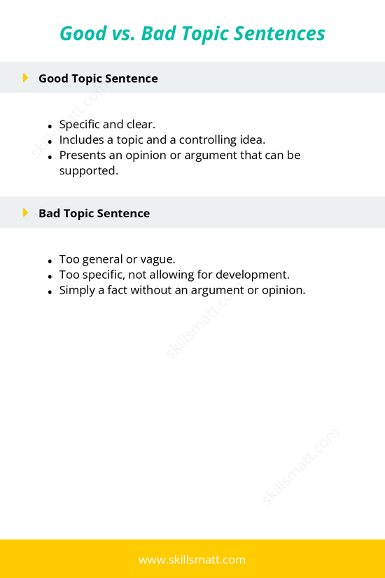 Understand the difference between good and bad topic sentences to strengthen your writing.