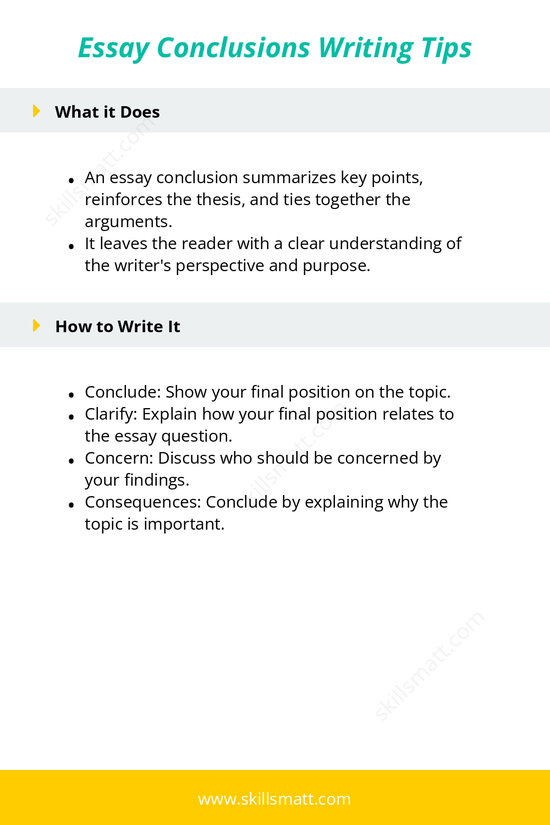 Learn how to effectively write a conclusion for your essay.