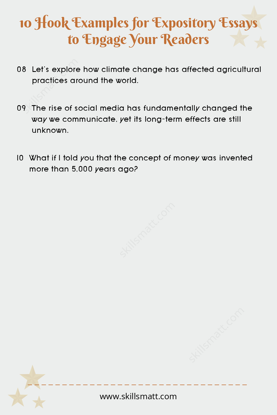 Grab your readersâ€™ attention from the first sentence with these 10 hook examples for expository essays._Image 2