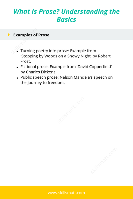 Explore the definition, types, and examples of prose to better understand its role in literature and daily communication._Image 2