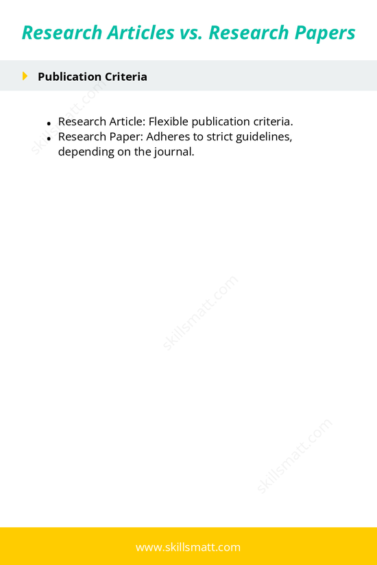 Understand the differences between research articles and research papers, from scope and data sources to publication criteria and analysis depth._Image 2
