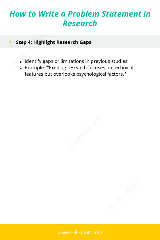 Learn how to craft a compelling problem statement in research, from defining the issue to formulating a focused research question._Image 2