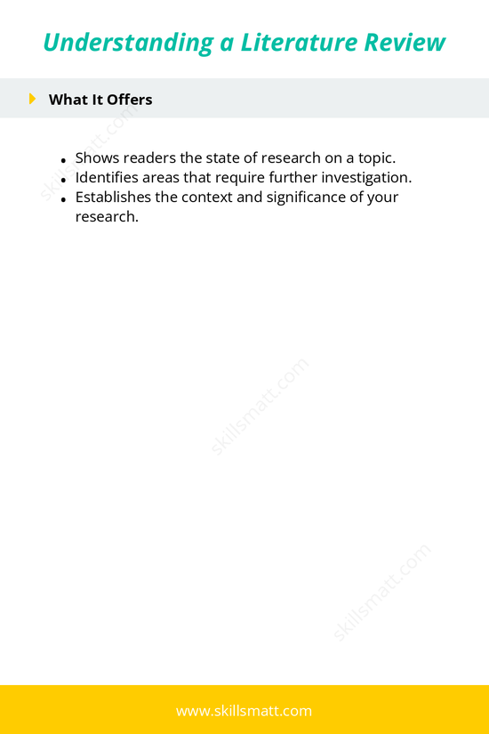 Learn what a literature review entails, its purpose, and how it synthesizes and evaluates existing research on a specific topic._Image 2