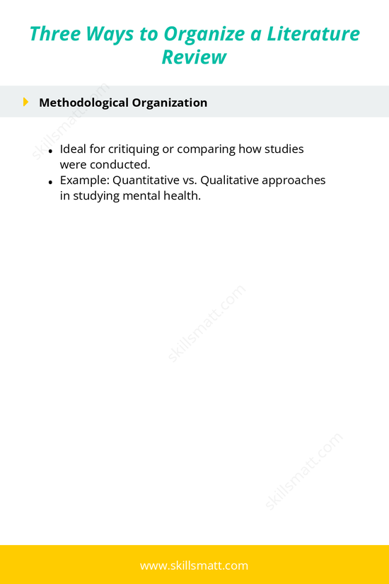 Learn how to structure a literature review using chronological, thematic, or methodological approaches with practical examples._Image 2