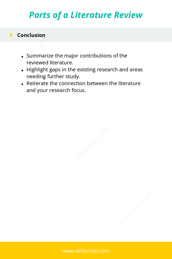 Understand the essential components of a literature review, including the introduction, body, and conclusion, and how to structure each part effectively._Image 2