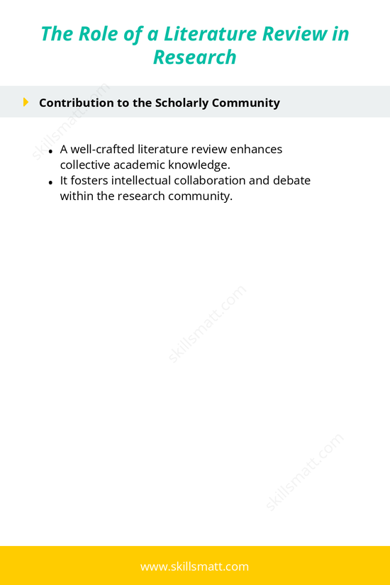 Explore how a literature review contributes to scholarly dialogue by documenting historical research, uncovering insights, and identifying emerging trends._Image 2