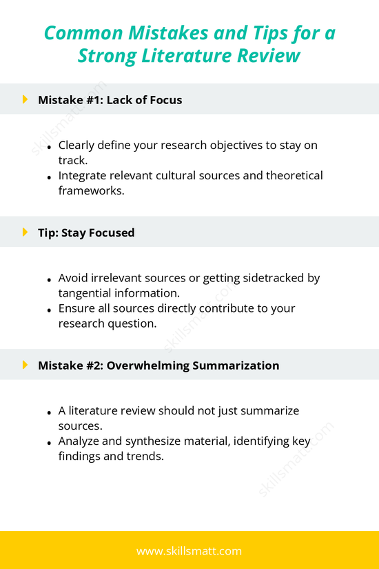 Avoid common mistakes and enhance your literature review with these essential tips for a strong, cohesive analysis._Image 1