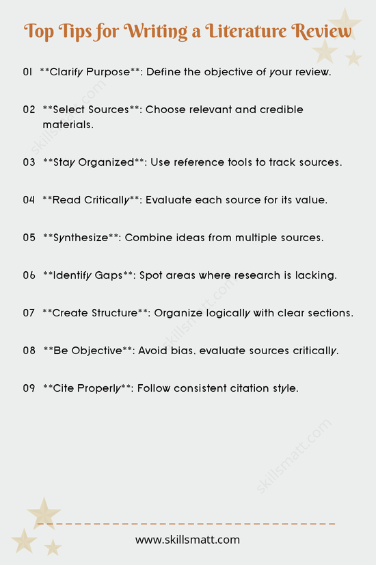 Practical tips for writing a strong and focused literature review._Image 1
