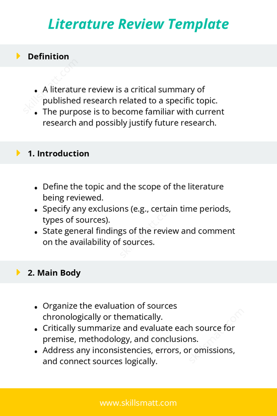 A detailed literature review template to guide the writing process._Image 1