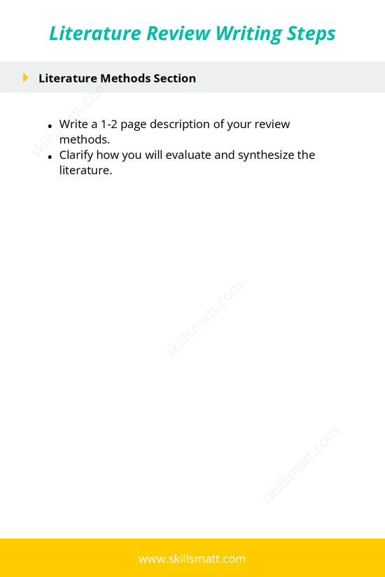 Step-by-step guide to writing a literature review, including problem definition, summarizing, outlining, and seeking feedback._Image 2