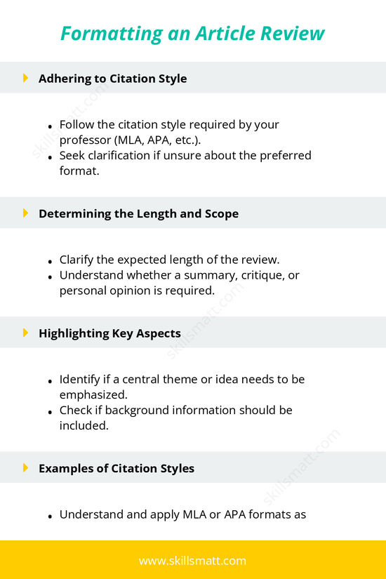 Guidance on formatting an article review according to the required citation style._Image 1