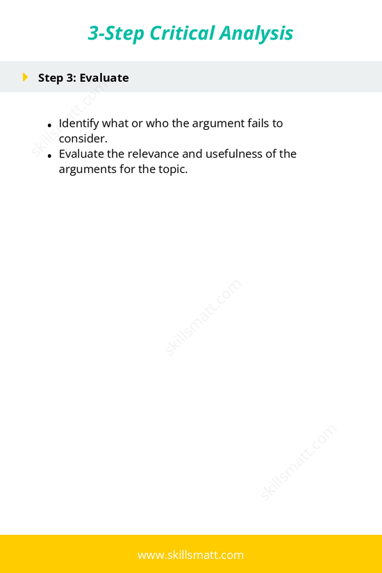 Structured template for performing a critical analysis in three clear steps: describe, interpret, and evaluate._Image 2
